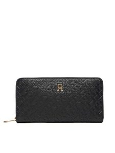 Tommy Hilfiger Portfel Lgr Za Mono AW0AW18036 Czarny. Czarne portfele TOMMY HILFIGER, bez wzorów, ze skóry. Za 349,99 zł.