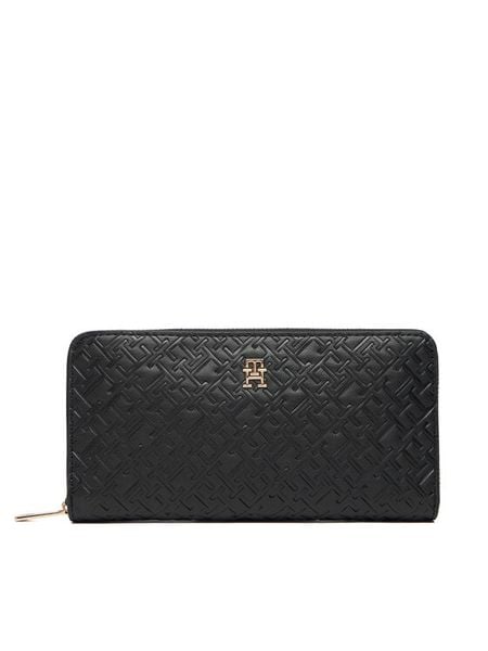 Tommy Hilfiger Portfel Lgr Za Mono AW0AW18036 Czarny. Czarne portfele TOMMY HILFIGER, bez wzorów, ze skóry. Za 349,99 zł.