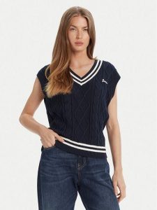 Guess Sweter V5GR00 Z3FB1 Granatowy Classic Fit. Niebieskie swetry klasyczne Guess, xl, z bawełny, bez kołnierzyka. Za 319,99 zł.