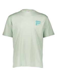 Fila Koszulka w kolorze zielonym rozmiar: S. Zielone bluzki Fila, s, bez wzorów, z bawełny, bez kołnierzyka, bez ramiączek. Za 39,58 zł.