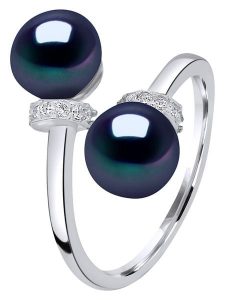 Pearl Addict Srebrny pierścionek z perłami rozmiar: onesize. Niebieskie pierścionki Pearl Addict, z cyrkonią, srebrne. Za 217,99 zł.