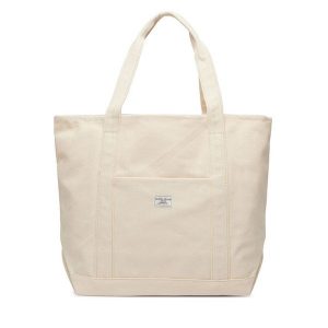 Torebka Guess Jeans. Brązowe shopper bag Guess Jeans, z aplikacjami, z jeansu, bez dodatków. Za 329,99 zł.