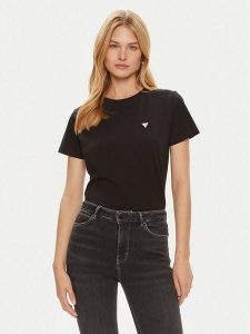 Guess T-Shirt V4YI09 J1314 Czarny Regular Fit. Czarne t-shirty Guess, m, z aplikacjami, z bawełny, bez kołnierzyka, bez ramiączek. Za 99,99 zł.