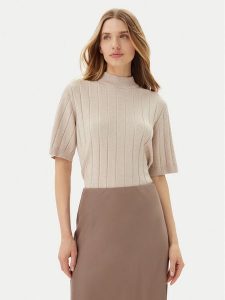 Bruuns Bazaar Sweter Anemones BBW4521 Beżowy Regular Fit. Brązowe swetry klasyczne Bruuns Bazaar, s, z wiskozy, bez kołnierzyka. Za 289,99 zł.