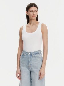 Gap Top 540670-02 Biały Slim Fit. Białe topy GAP, xxs, bez wzorów, z bawełny, bez kołnierzyka, bez ramiączek. Za 69,99 zł.