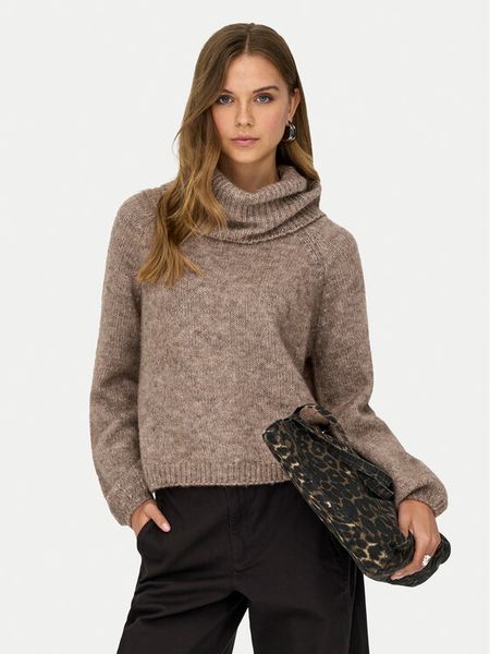 ONLY Golf Gila 15358571 Brązowy Regular Fit. Brązowe golfy ONLY, bez wzorów, z syntetyku. Za 169,99 zł.