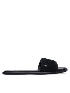 LOVE MOSCHINO Klapki JA28242G0OJQB000 Czarny. Czarne klapki LOVE MOSCHINO, bez wzorów, z materiału, bez obcasa. Za 475,99 zł.