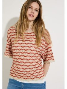 More & More Sweter w kolorze beżowo-czerwonym rozmiar: 40. Brązowe swetry oversize More & More, bez wzorów, bez ramiączek. Za 158,10 zł.