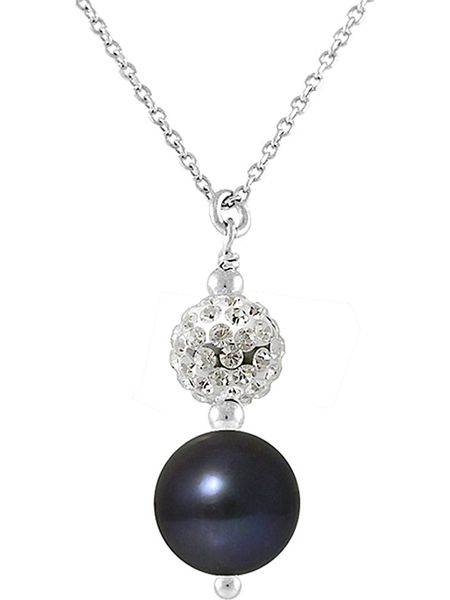 Pearline Srebrny naszyjnik z perłą - dł. 42 cm rozmiar: onesize. Niebieskie naszyjniki Pearline, z kryształem, srebrne. Za 217,99 zł.