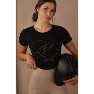 T-shirt damski z motywem koni JD ATTACK Yin Yang. Czarne t-shirty JD ATTACK, bez wzorów, bez kołnierzyka, bez ramiączek. Za 129,00 zł.