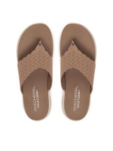 Skechers Japonki Ultra Flex 3.0 119971/MOC Beżowy. Brązowe klapki Skechers, bez wzorów, z materiału, bez obcasa. Za 229,99 zł.