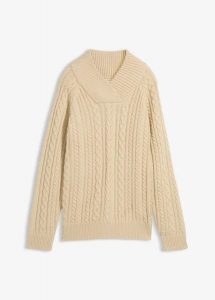 Sweter. Brązowe swetry klasyczne bonprix, bez kołnierzyka. Za 117,99 zł.