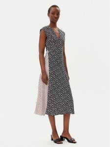 Marella Sukienka letnia Scopa 2513221362200 Czarny Regular Fit. Czarne sukienki Marella, na lato, bez wzorów, z wiskozy, bez kołnierzyka, bez ramiączek. Za 539,99 zł.