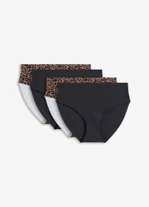 Figi maxi panty nieodznaczające się pod ubraniem, z mikrofibry (4 pary). Czarne figi bonprix, bez wzorów, z mikrofibry. Za 67,99 zł.