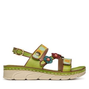 Sandały Laura Vita. Zielone sandały LAURA VITA, bez wzorów, bez obcasa, na płaskiej podeszwie, bez zapięcia. Za 389,99 zł.