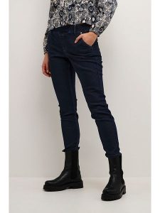 Cream Dżinsy - Slim fit - w kolorze granatowym rozmiar: XS/L30. Niebieskie jeansy Cream, bez wzorów, z tkaniny, z podwyższonym stanem. Za 87,81 zł.