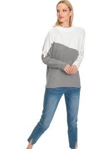 Heine Sweter w kolorze szaro-białym rozmiar: 40. Białe swetry oversize Heine, bez wzorów, bez ramiączek. Za 48,28 zł.