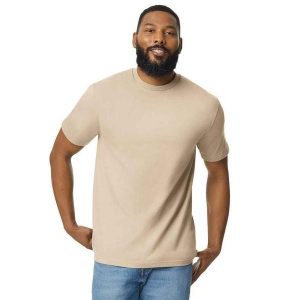 Bawełniana Lekka Koszulka Unisex Dla Dorosłych. Brązowe bluzki GILDAN, xl, bez wzorów, z bawełny, sportowe, bez kołnierzyka, bez ramiączek. Za 32,99 zł.