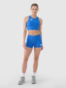 4F Legginsy krótkie treningowe damskie - niebieskie XXL. Niebieskie legginsy 4f, bez wzorów, z dzianiny, krótkie. Za 89,99 zł.