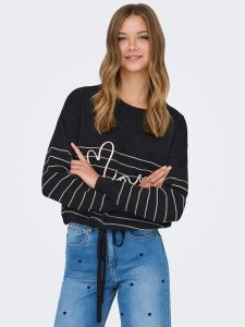 ONLY Sweter w kolorze czarnym rozmiar: XS. Czarne swetry oversize ONLY, s, bez wzorów, z materiału, bez ramiączek. Za 113,99 zł.