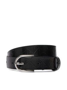 Calvin Klein Pasek Damski Round Buckle Debossed LV04F7143G Czarny. Czarne paski Calvin Klein, bez wzorów, ze skóry. Za 249,99 zł.