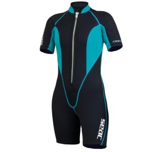 Kombinezon Seac Adies Shorty Ciao. Niebieskie kombinezony SEAC, m, bez wzorów, z materiału, sportowe, bez kołnierzyka, bez ramiączek, krótkie. Za 414,99 zł.