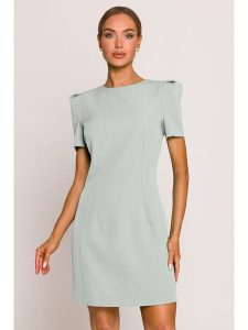 Made of emotion Sukienka w kolorze jasnoszarym rozmiar: M. Szare sukienki Made Of Emotion, m, bez wzorów, bez kołnierzyka, bez ramiączek, mini. Za 216,22 zł.