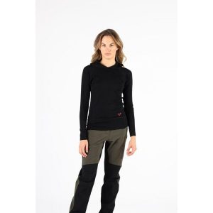 Sonatra - Koszulka z kapturem 100% wełna merino (195 g/m²). Czarne koszule nocne WOOLONA, bez wzorów, z wełny, bez ramiączek. W wyprzedaży za 324,00 zł.