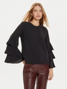 Liu Jo Bluzka WF4481 T0347 Czarny Regular Fit. Czarne bluzki Liu Jo, bez wzorów, z syntetyku, bez kołnierzyka, bez ramiączek. Za 359,99 zł.