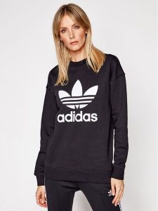 Adidas Bluza Trefoil Crew FM3272 Czarny Regular Fit. Czarne bluzy ADIDAS, bez wzorów, z bawełny, bez kaptura. Za 179,99 zł.