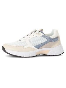 Gabor Skórzane sneakersy w kolorze beżowo-błękitno-białym rozmiar: 37,5. Białe trampki Gabor, bez wzorów, bez zapięcia. Za 184,89 zł.