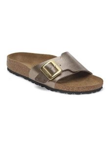 Birkenstock Klapki "Madrid" w kolorze brązowym rozmiar: 38. Brązowe klapki Birkenstock, bez wzorów, z otwartym noskiem, bez obcasa. Za 422,95 zł.