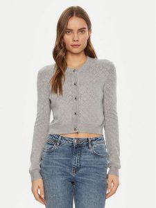 Guess Kardigan W5RR23 Z2YJ2 Szary Regular Fit. Szare kardigany Guess, z wiskozy. Za 279,99 zł.
