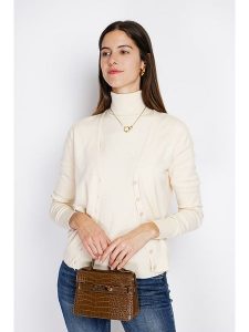 ASSUILI 2-częściowy zestaw w kolorze kremowym rozmiar: 34. Brązowe golfy Assuili, bez wzorów, z kaszmiru. Za 162,87 zł.