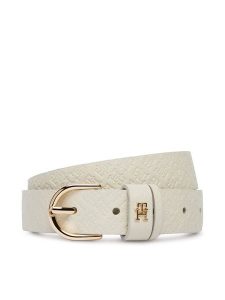 Tommy Hilfiger Pasek Damski Ess Effortless 2.5 Go Mono AW0AW18856 Biały. Białe paski TOMMY HILFIGER, bez wzorów, ze skóry. Za 229,99 zł.