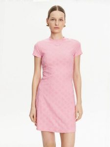 Guess Sukienka codzienna V5GK07 KCT02 Różowy Regular Fit. Czerwone kombinezony Guess, s, z aplikacjami, z syntetyku, bez kołnierzyka, bez ramiączek. Za 229,99 zł.