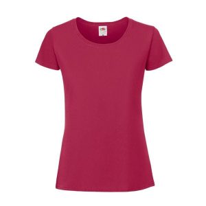 Koszulka Damska Iconic 195 Premium Ringspun Cotton T-shirt. Czerwone t-shirty FRUIT OF THE LOOM, s, bez wzorów, bez kołnierzyka, bez ramiączek. Za 32,99 zł.