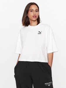 Puma T-Shirt Classics 621381 Biały Oversize. Białe t-shirty Puma, l, bez wzorów, z bawełny, bez kołnierzyka, bez ramiączek. Za 99,99 zł.