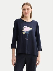 Tom Tailor Bluzka 1043110 Granatowy Regular Fit. Niebieskie bluzki Tom Tailor, xs, bez wzorów, z wiskozy, bez kołnierzyka, bez ramiączek. Za 89,99 zł.