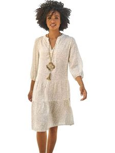 Heine Sukienka w kolorze beżowym rozmiar: 42. Brązowe sukienki Heine, bez wzorów, bez kołnierzyka, bez ramiączek, midi. Za 124,95 zł.