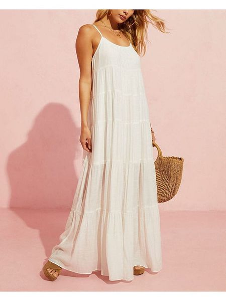 Milan Kiss Sukienka w kolorze białym rozmiar: XL. Białe sukienki Milan Kiss, na imprezę, xl, bez wzorów, z wiskozy, bez kołnierzyka, bez ramiączek, maxi. Za 178,79 zł.