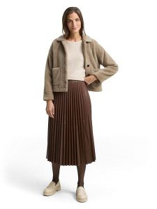 Tom Tailor Spódnica w kolorze brązowym ze skóry syntetycznej rozmiar: 42. Brązowe spódnice Tom Tailor, bez wzorów, ze skóry, midi. Za 127,05 zł.