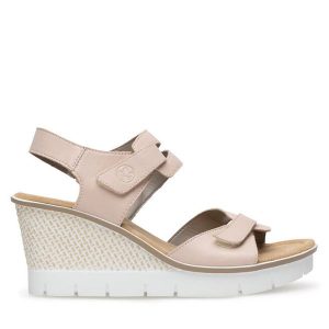 Sandały Rieker. Czerwone sandały Rieker, bez wzorów, bez obcasa, na koturnie, bez zapięcia. Za 339,99 zł.