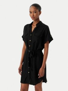 Vero Moda Sukienka koszulowa Bumpy 10325828 Czarny Regular Fit. Czarne kombinezony Vero Moda, s, bez wzorów, z wiskozy, bez kołnierzyka, bez ramiączek. Za 159,99 zł.
