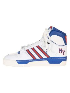 Adidas Skórzane sneakersy "Conductor Hi NY Rangers" w kolorze biało-niebiesko-czerwonym rozmiar: 39 1/3. Białe trampki ADIDAS, bez wzorów, za kostkę, bez zapięcia. Za 170,47 zł.