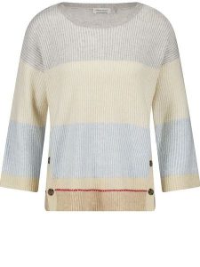 Gerry Weber Sweter w kolorze jasnoszaro-kremowo-błękitnym rozmiar: 38. Brązowe swetry oversize Gerry Weber, bez wzorów, ze splotem, bez ramiączek. Za 175,67 zł.