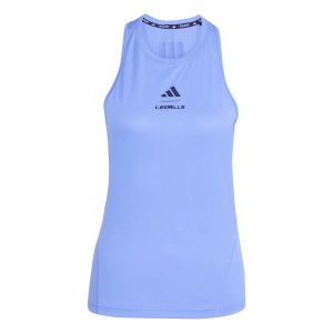 Damski tank top adidas Lesmills. Niebieskie topy ADIDAS, bez wzorów, sportowe, bez kołnierzyka, bez ramiączek. Za 164,50 zł.