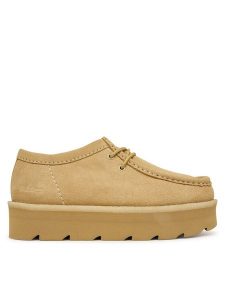 Clarks Półbuty Meare Walla. 26183785 Beżowy. Brązowe półbuty Clarks, bez wzorów, ze skóry, bez obcasa, na płaskiej podeszwie, bez zapięcia. Za 479,99 zł.