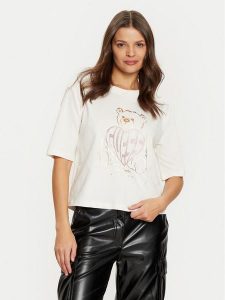 Guess T-Shirt V5RI09 I3Z14 Beżowy Regular Fit. Brązowe t-shirty Guess, s, z aplikacjami, z bawełny, bez kołnierzyka, bez ramiączek. Za 99,99 zł.