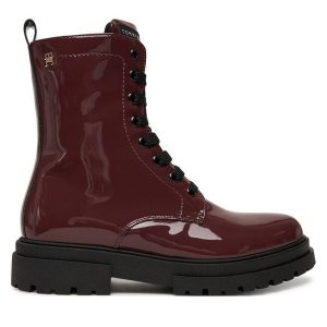 Trapery Tommy Hilfiger. Czerwone buty zimowe TOMMY HILFIGER, bez obcasa, bez zapięcia. Za 419,99 zł.